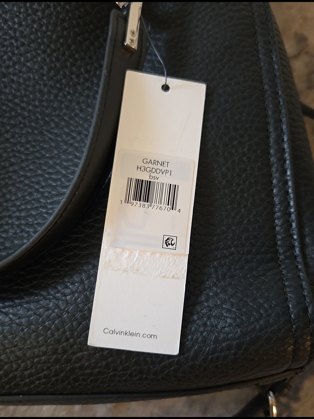 Calvin Klein Black Pebbled Leather Top-Handle Garnet Satchel w/ Crossbody Strap - Picture 4 of 6